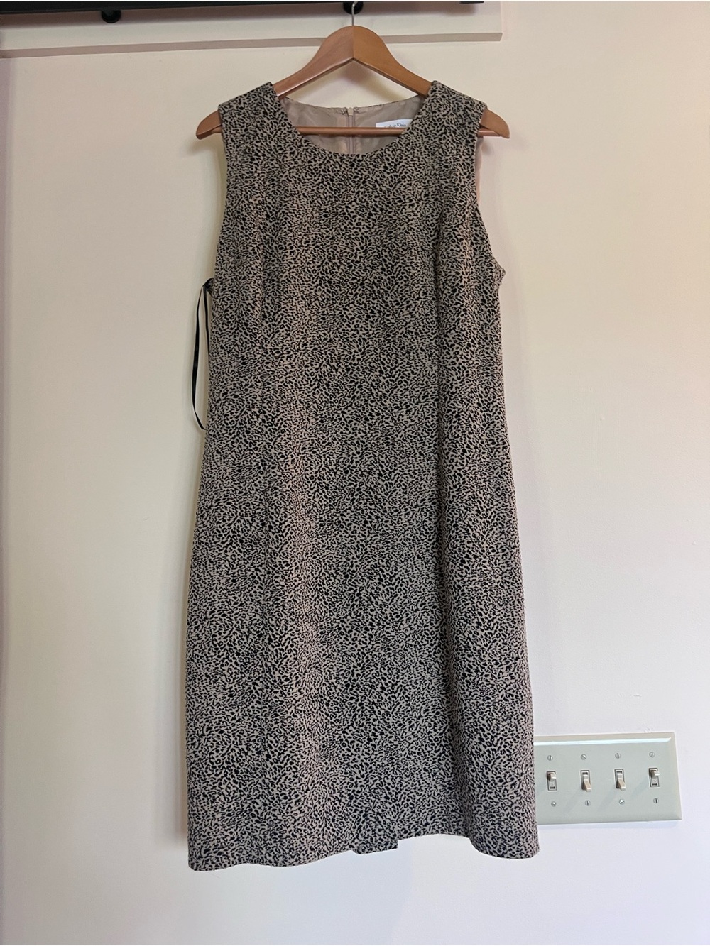 Calvin Klein Beige and black Printed Midi Dress